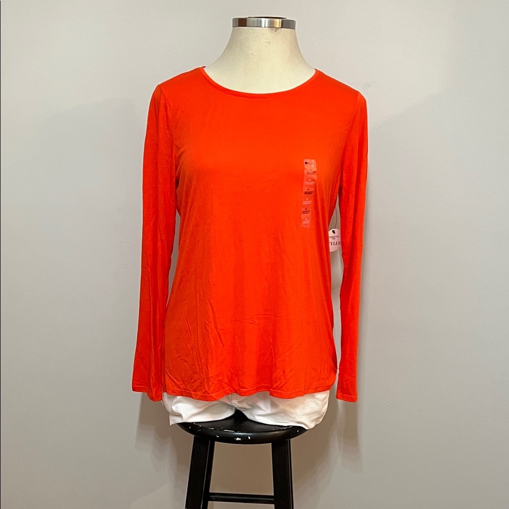 STYLUS Vibrant Grenadine Crew Neck Long Sleeve Tee NWT SZ XL